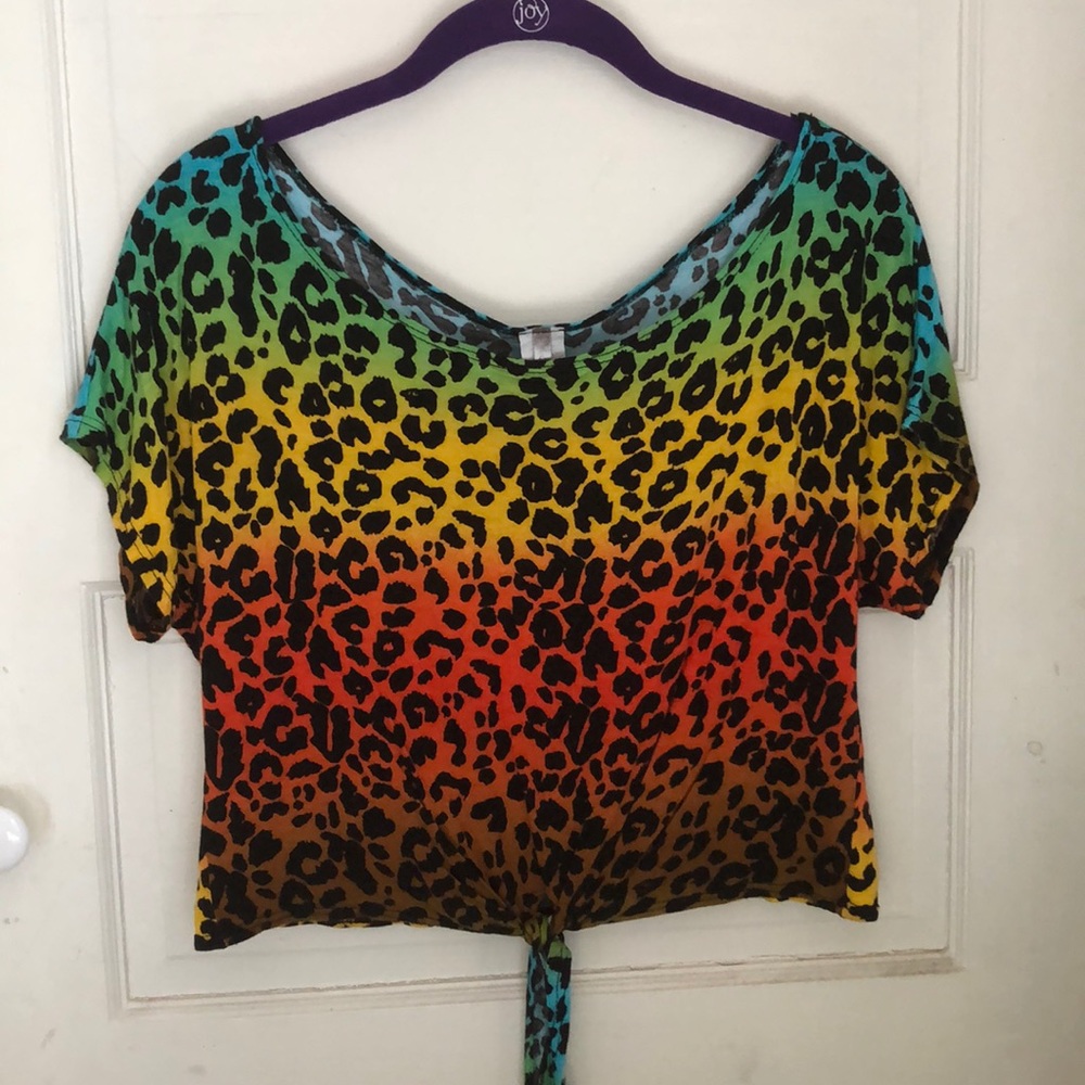 Colorful cheetah print crop top